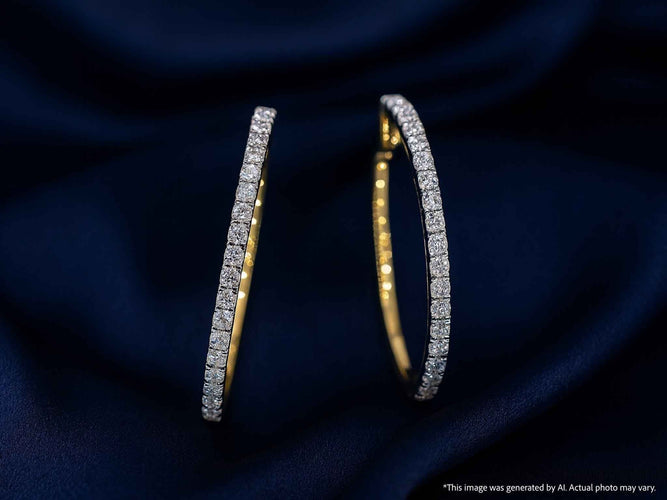 Brincos de argola em ouro com diamantes 