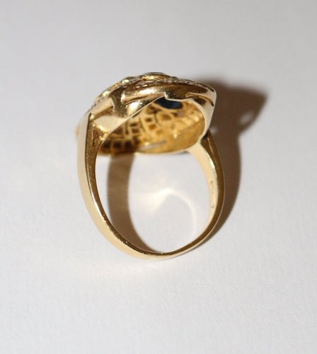 Bague 52.5 Bague ovale or jaune, saphirs et diamants 58 Facettes 587