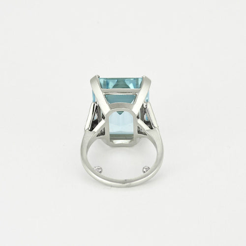Bague 47 Bague en Or blanc 18k Aquamarine 58 Facettes CAS0171