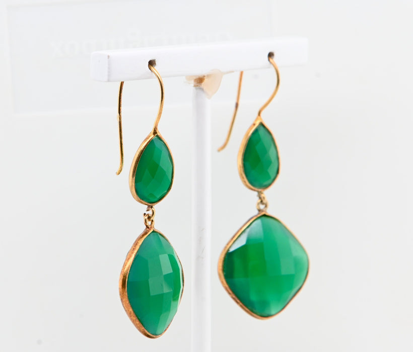 Boucles d'oreilles Boucles d'oreilles agathe verte et or 58 Facettes