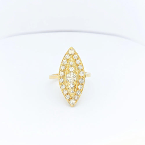 Bague 48 Marquise en or jaune et diamants 58 Facettes 29588