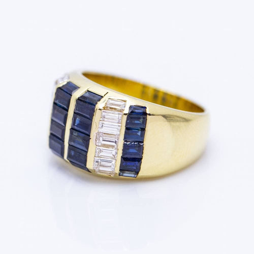 Bague 55 Yellow gold ring with baguette sapphires 58 Facettes N102926EJ
