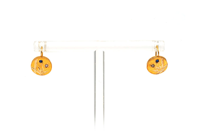 Boucles d'oreilles Boucles d'oreilles Napoléon III or jaune, perles et saphirs 58 Facettes B589