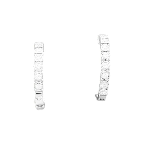 Boucles d'oreilles Paire de petites créoles en or blanc et diamants. 58 Facettes 34484