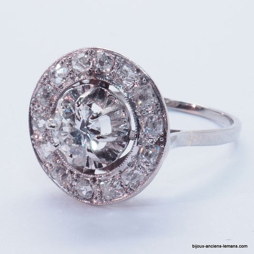 Bague 53 Bague ronde art deco or blanc diamants 58 Facettes 4281
