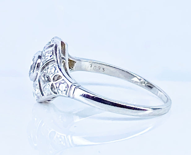 Bague 53 Bague or blanc diamants vers 1900 58 Facettes AB650