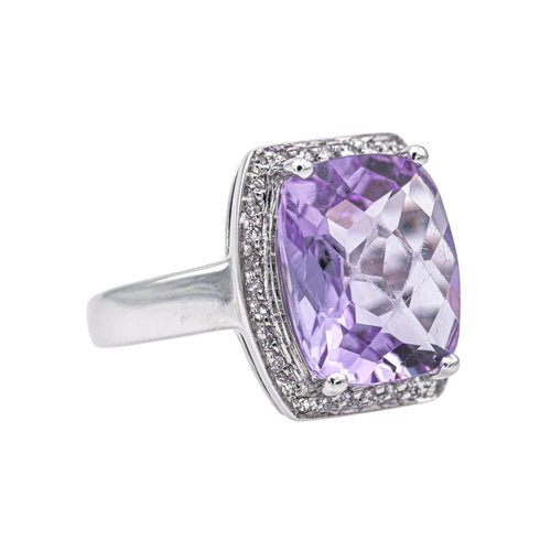 Bague 53 Bague Or blanc Améthyste, Diamant 58 Facettes 3804082CN