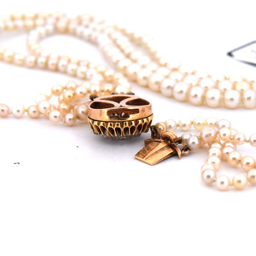 Collier Collier ancien en or jaune avec perles et diamants 58 Facettes