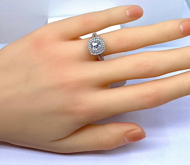 Bague 51 Bague en or blanc 18 carats, diamant 1,22 carat couleur E blanc exceptionnel 58 Facettes AB409