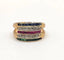 Bague 55.5 Bague Bandeau or jaune sertie de saphirs, émeraudes, rubis et diamants 58 Facettes