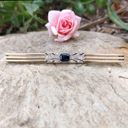 Broche broche barrette art deco, or , platine, saphir et diamants 58 Facettes 59