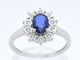 Bague 54 Bague entourage en or blanc avec saphir et diamants 58 Facettes 2272