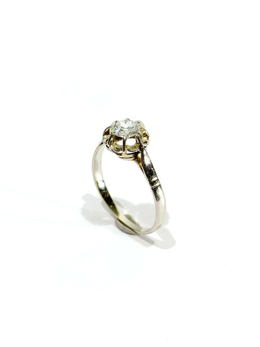 Bague 53 Bague solitaire or blanc diamant 0.45ct 58 Facettes