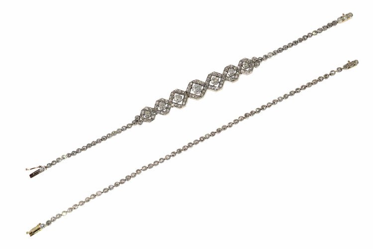 Collier Ensemble de diamants victorien antique : une transformation étonnante de deux bracelets en un collier pour chien 58 Facettes 24351-0130