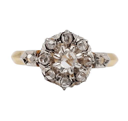 Bague 52.5 Bague marguerite victorienne or jaune, diamants taille rose (circa 1890) 58 Facettes A06138