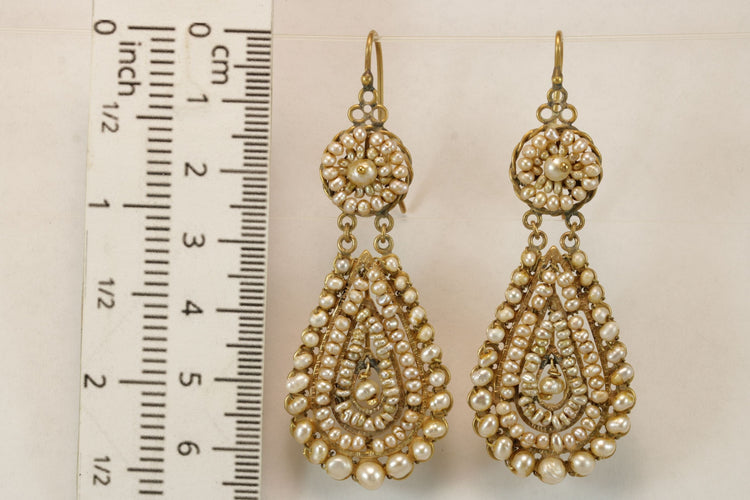 Boucles d'oreilles Boucles d'oreilles anciennes en perles et or jaune 58 Facettes 7704