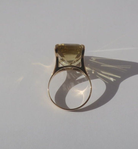 14 ayar pembe altın 13 karat sitrin kokteyl yüzüğü 