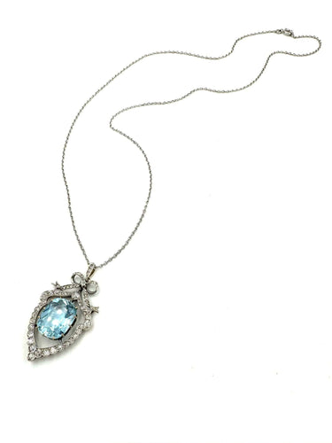Collier Collier "Belle Epoque" en or, platine, aigue-marine et diamants 58 Facettes