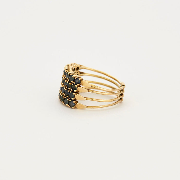 Ring met meerdere ringen van goud en saffier