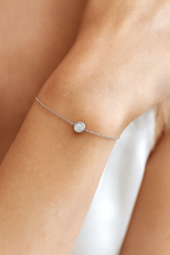 Bracelet Bracelet solitaire diamant maille forçat or blanc 18 carats 58 Facettes