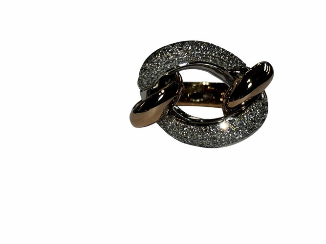 Bague 55 Bague maillon libre or rose, or blanc, pavée diamants 58 Facettes