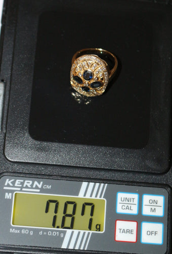 Bague 52.5 Bague ovale or jaune, saphirs et diamants 58 Facettes 587