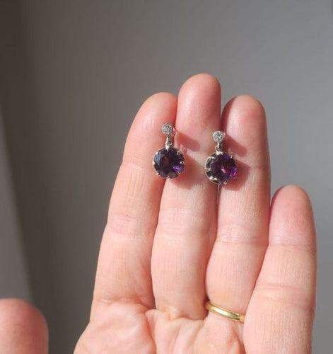 Boucles d'oreilles Boucles d’oreilles dormeuses améthyste or et argent 58 Facettes