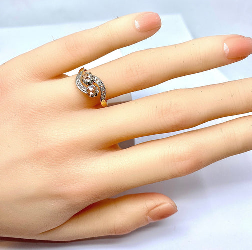 Bague 51 Bague toi et moi or et diamants, vers 1900 58 Facettes AB384