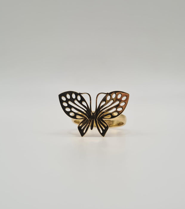 Yellow gold butterfly ring