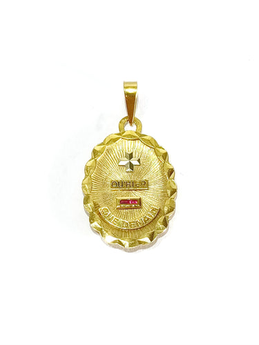 Pendentif Augis - Médaille d'Amour en or jaune et rubis 58 Facettes