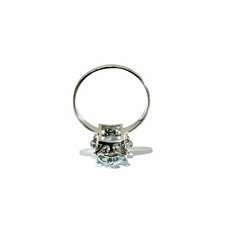 Bague 55 Bague En Or Blanc Et Aigue-Marine 58 Facettes