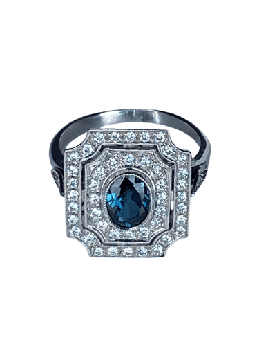 Bague 50 Bague Art Deco en Or jaune, diamants et saphir 58 Facettes
