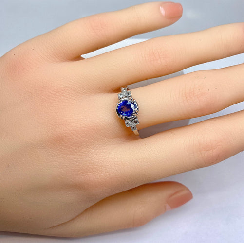 Bague 56 Bague saphir et diamants vers 1900 58 Facettes AB306