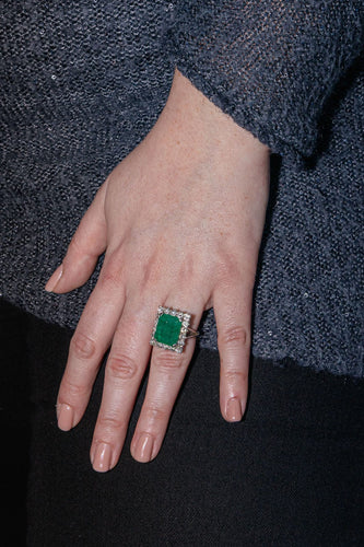 Bague 51 Bague Or blanc Emeraude, Diamant 58 Facettes 3981319RV