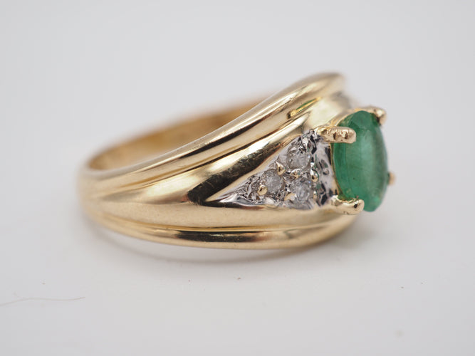 Bague 49 Bague jonc or 750 emeraude 58 Facettes