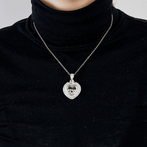 Collier Collier cœur or blanc et diamants 58 Facettes