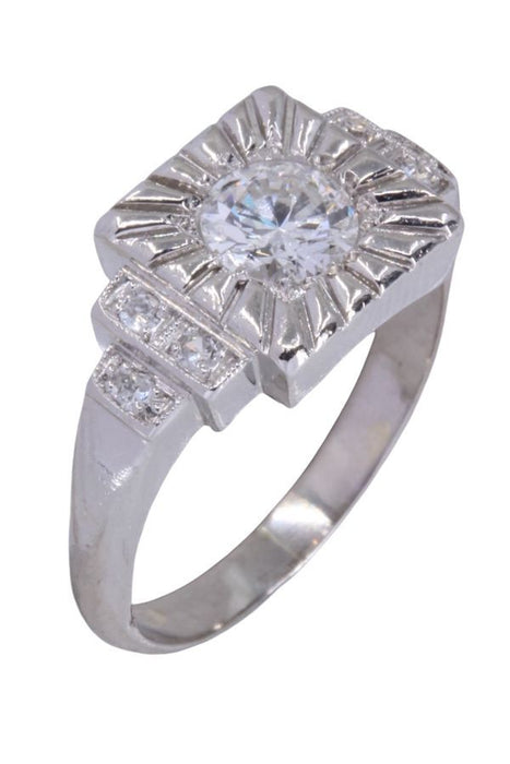 Platina art-deco diamanten ring