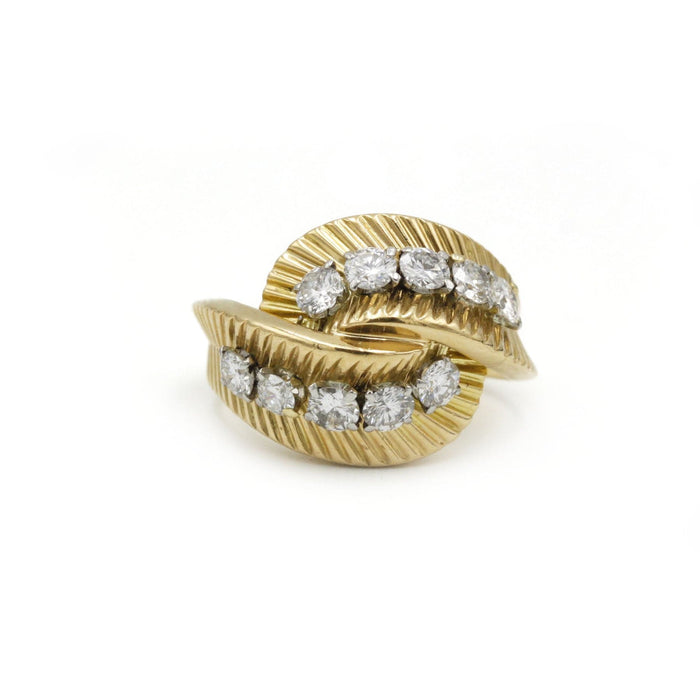 Bague 51 Van Cleef & Arpels Vintage - Bague Plume Or Jaune, Platine, Diamants 58 Facettes 240300R