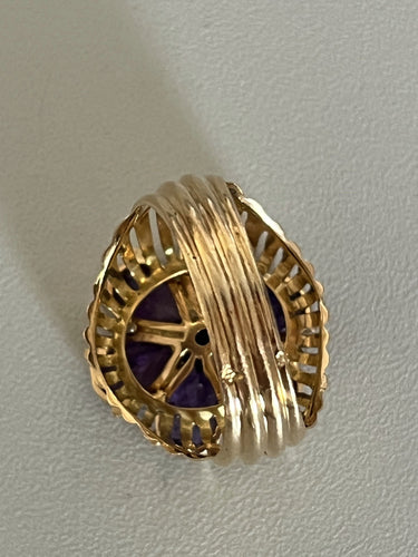 Bague 58 Bague Fils d'Or Jaune Améthystes 58 Facettes 5512