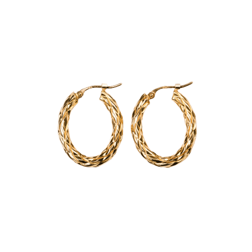 Boucles d'oreilles Boucles d'oreilles créoles ovales or jaune texturé 58 Facettes LMB-304