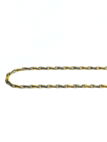 Collier Chaîne maille palmier en or jaune et blanc 18 carats 58 Facettes