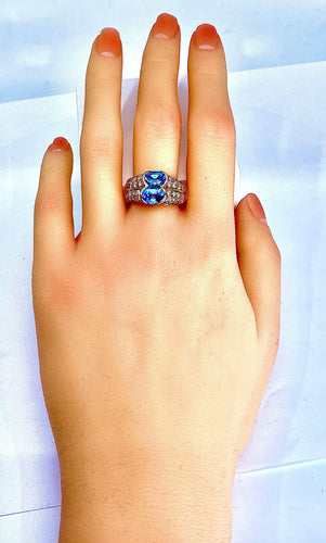 Bague 59 Bague bandeau Or jaune Topaze Diamants 58 Facettes AB229