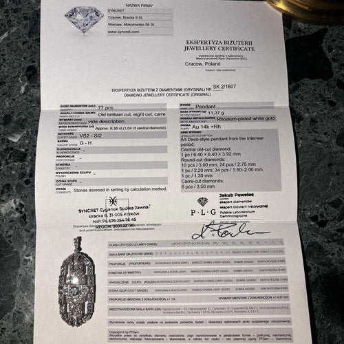 Pendentif White Gold, Art Déco Diamond Pendant 58 Facettes 0020001607