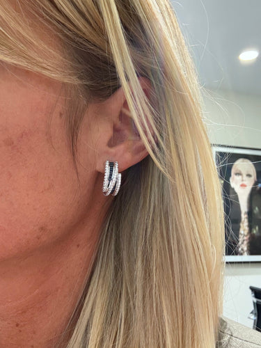 Boucles d'oreilles Boucles d’oreilles or blanc - Saphirs et Diamants 58 Facettes 1.0000398/2