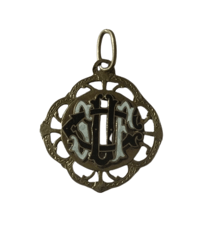 Pendentif Pendentif monogramme ajouré émail or 58 Facettes