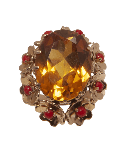 Bague cocktail Or rose 18K Citrine Corail