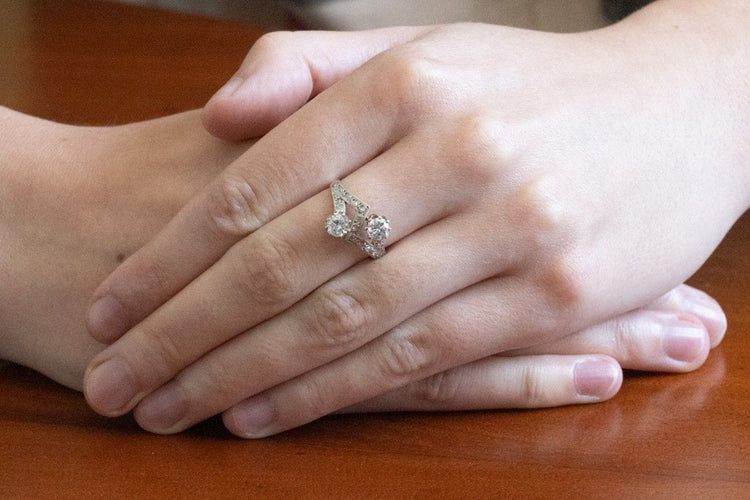 Bague 57 Bague en or Toi et Moi avec diamants taille brillant et taille rose. 58 Facettes 11220