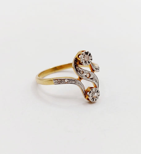 Bague 53 Bague toi et moi antique en or 18k et diamants taille roses 58 Facettes A06396