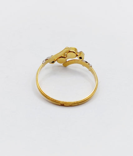 Ring Toi & Moi Art nouveau med pärlor och rosen­slipade diamanter i 18k guld 