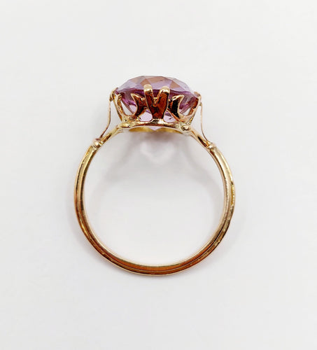 Bague 60 Bague cocktail or rose améthyste (circa 1900) 58 Facettes A05941